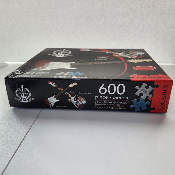 Aquarius Fender Stratocaster 2-Sided Guitar Shaped 600 Pc Puzzle BOX DAMAGE - Picture 11 of 14